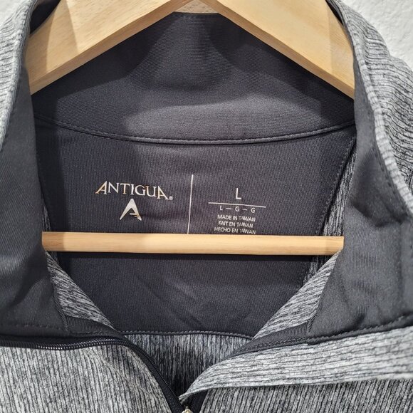 Men's Antigua Allegion Heather Gray & Black 1/4 Zip Pullover Jacket Size L - Picture 2 of 10